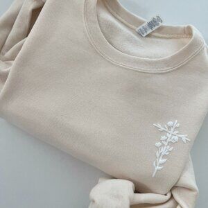Puff Flower Cross Cream Sweatshirt| Christan Faith-Based